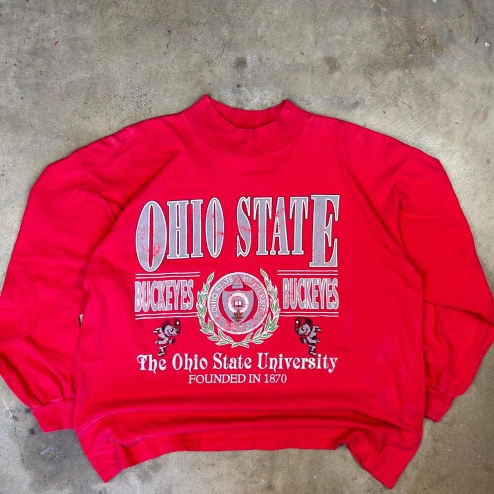 Ohio State Buckeyes 90s Red Cotton Crewneck Sweatshirt